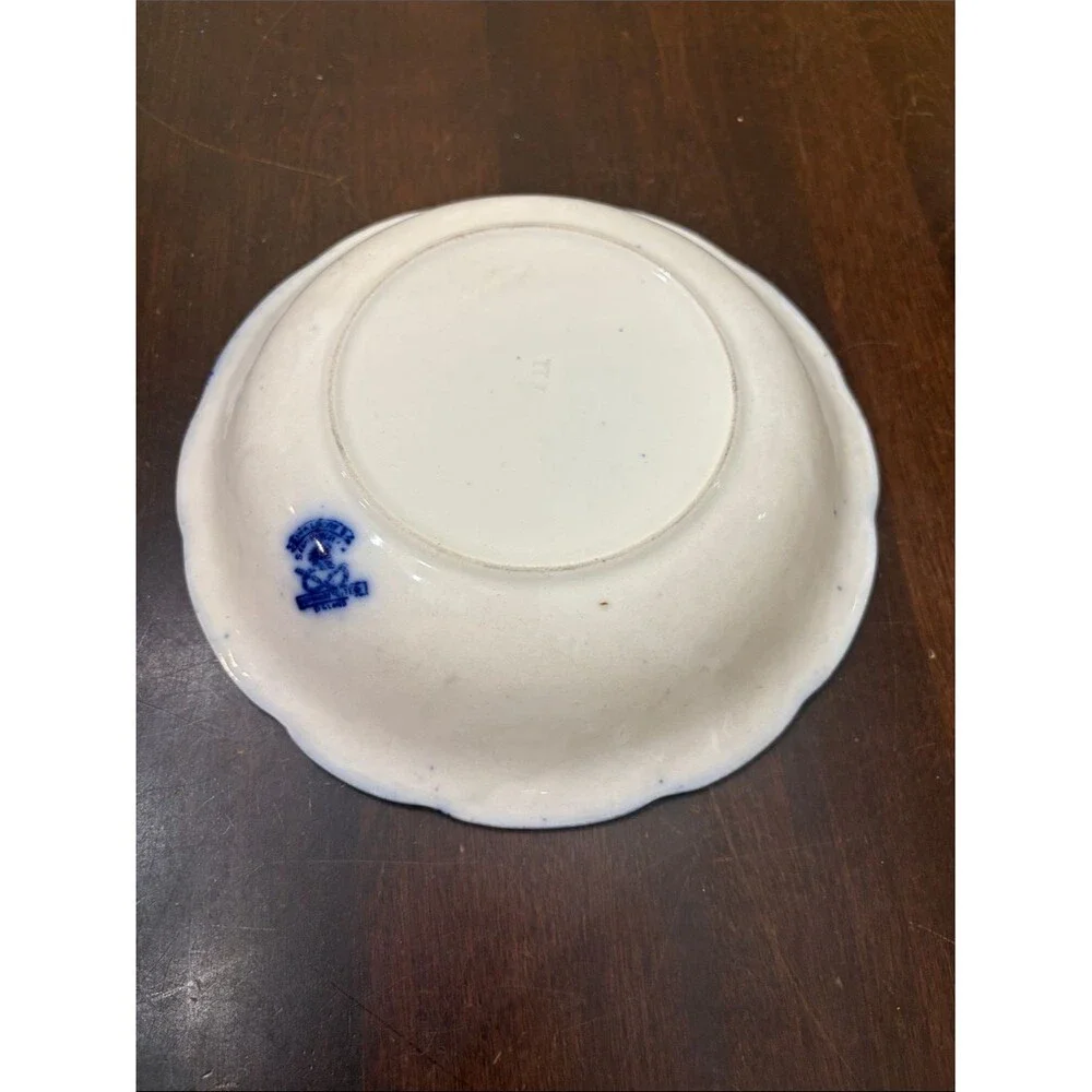 Antique Wood & Sons Royal Semi Porcelain Flow Blue Floral Bowl England